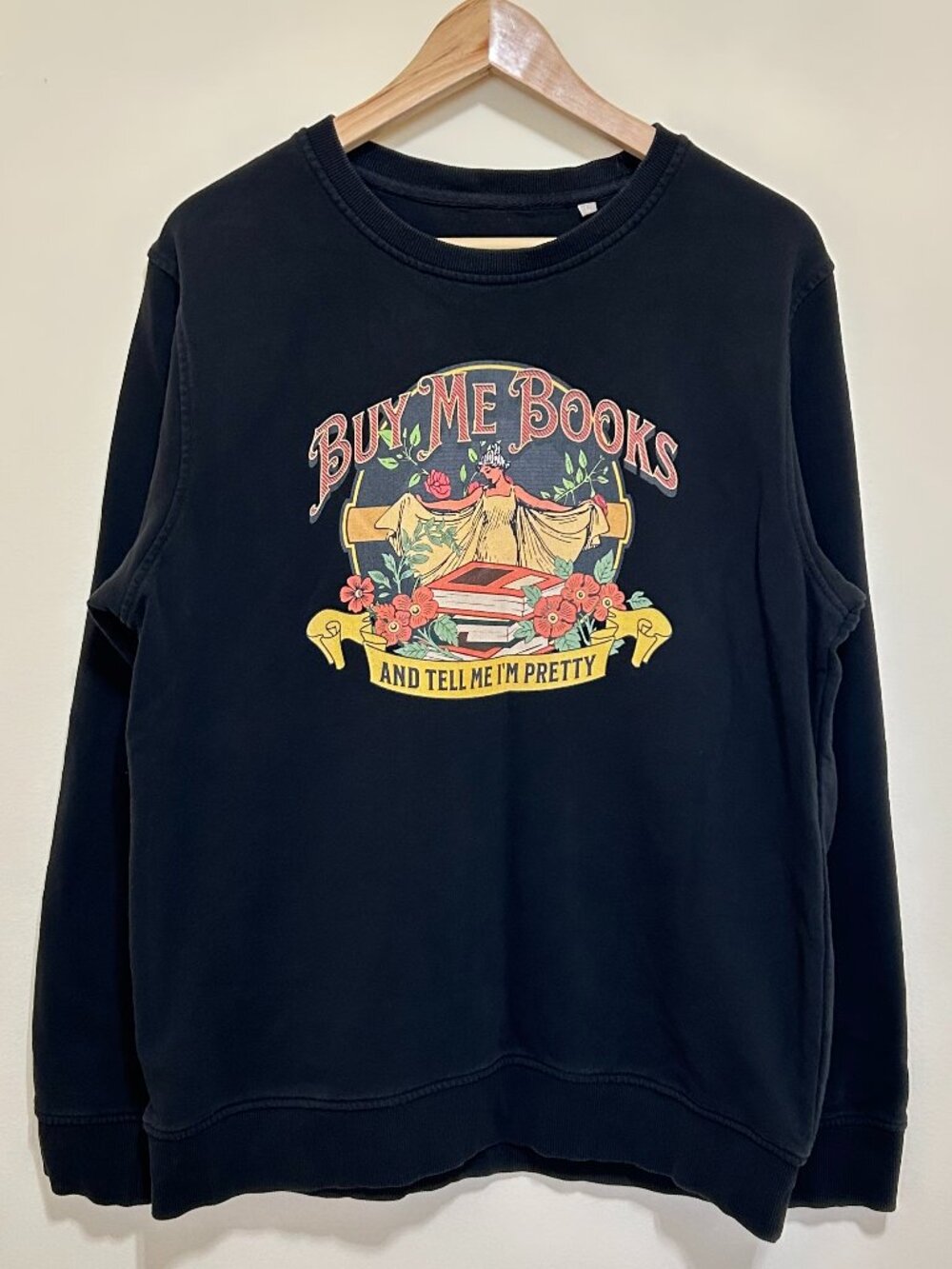 Sol's-Comet Organic Cotton Sweatshirt "Buy Me Books" Graphic Black Size L
